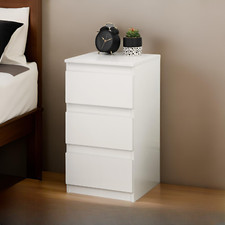 3 Drawer White  Bedside Cabinet Furniture Storage Nightstand Bedroom Side Table