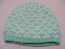Seafoam Blue Hearts - Fleece Lined Toddler Size Stocking Cap Beanie Hat 