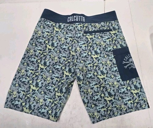 Calcutta Board Shorts Blue Digital Camo Men's Sz 32 Stretch Beach Surfing Boogie - Picture 5 of 10
