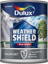 Dulux Weathershield Exterior Gloss Paint For Wood Metal 750ml Gallant Grey