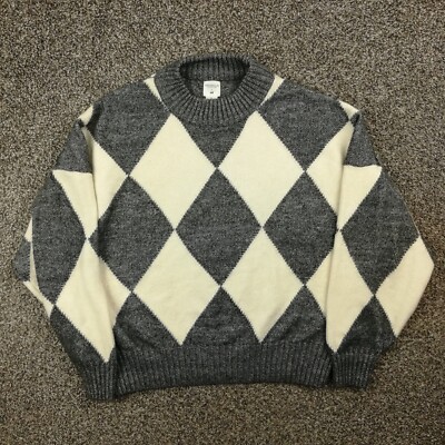 Pringle of Scotland x H&M Sweater Wool Blend Argyle Gray Beige