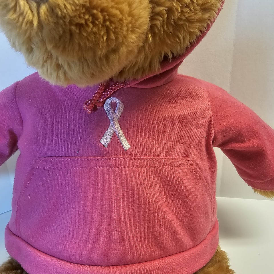 Gund Macy's Breast Cancer Teddy Bear In Pink Hoodie / Awareness Ribbon Plush 20” eBay