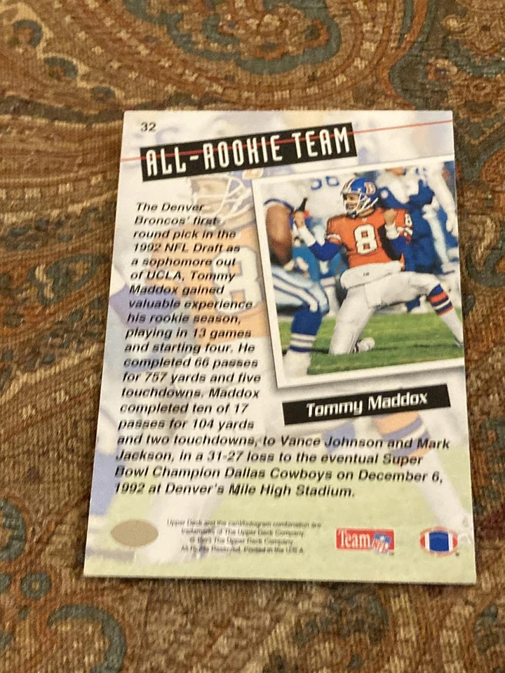 1993 Upper Deck #32 Tommy Maddox - Image 2 of 2