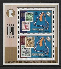 1974 Aitutaki UPU Cent Mini Sheet Complete MUH/MNH as Issued