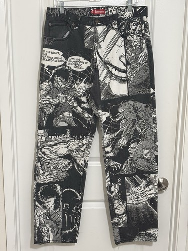Supreme X The Crow Jeans Size 34 Wait Pants Graphic All Over Print Comic Panel