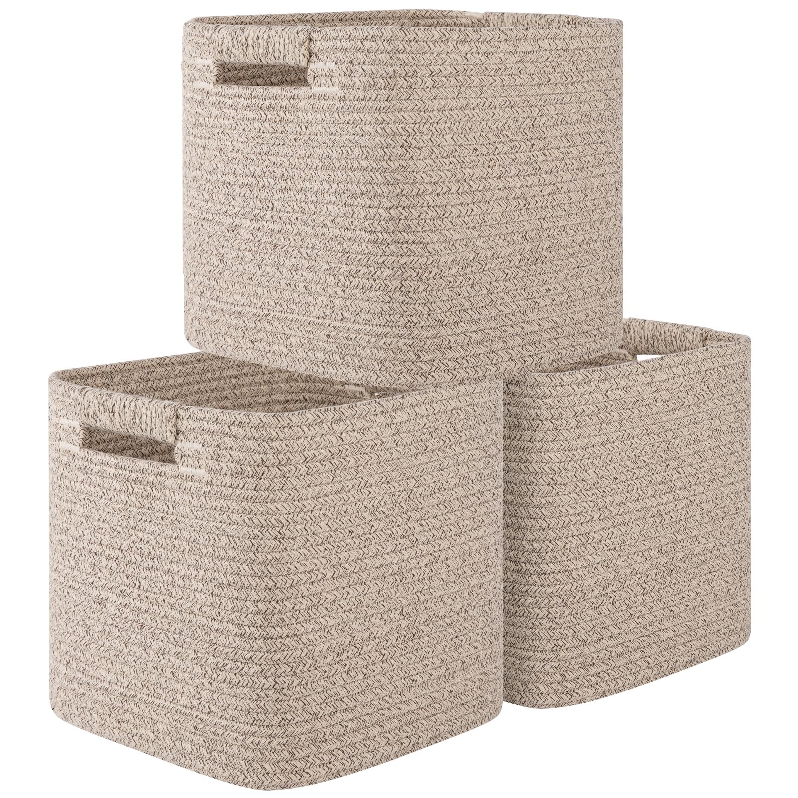 11-Inch Cotton Rope Storage Cubes 3-Pack Organizing Baskets