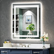 28x32 Inch LED Bathroom Mirror with Lights Front and Backlit Lighted Vanity M...