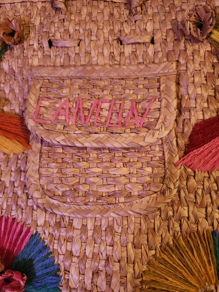 Vintage Cancun Mexico Straw Wicker Large Woven Bag Handbag w/ Handles  - Image 2 of 4