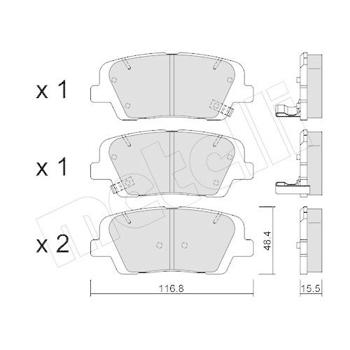 Metelli 22-0901-0 Jeu de 4 Plaquettes de Frein à Disque Ssangyong Kia