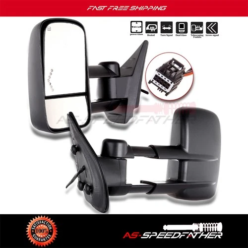 Power Heated Signal View Tow Mirrors For 07-13 Silverado GMC 2500 3500 Pair