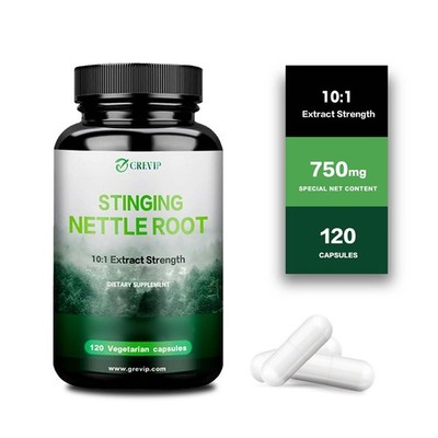 Stinging Nettle Root Capsules - 10:1 Extract, Easy-to-swallow, Gluten-free