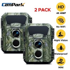 ✅2Pcs Campark Trail Camera 4K 48MP Hunting Game Camera with 120° Wide Angle 0.1s