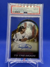 Jasson Dominguez 2024 Topps Big League /25 Auto To The Moon Die Cut Rookie PSA 8