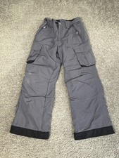 Obermeyer Snow Pants Youth 8 Gray Insulated Lined Adjustable Waist Zip Pockets