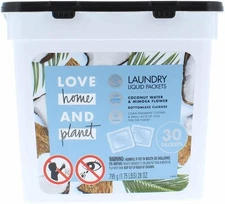 Love Home & Planet Coconut Water & Mimosa Flower Laundry Detergent Packets...