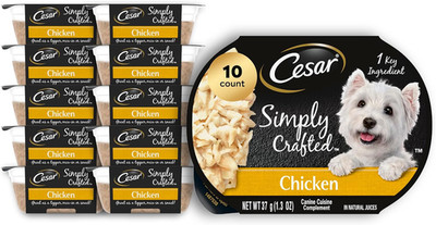 Simply Crafted Adult Wet Dog Food Toppers for Dry Food, Chicken, 1.3 Oz Tubs, 10