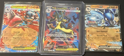 Lucario 3 card lot mega lucario ex 160/132