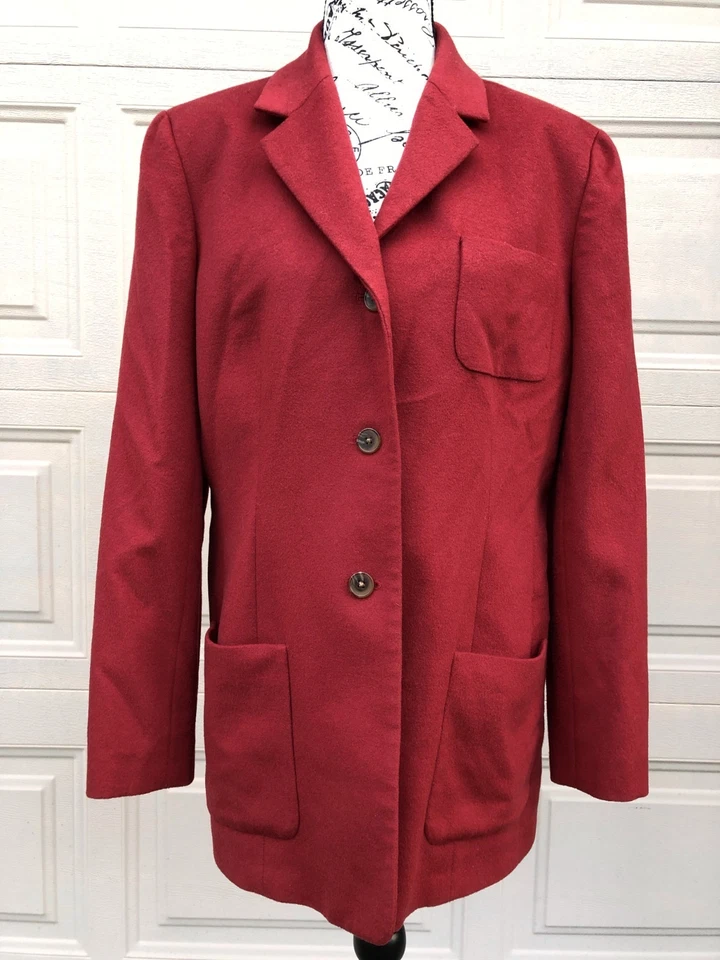 Blazer gris Lands End de lana roja oxidada vintage Hong Kong para mujer 12 regular Foto 2 de 4