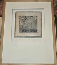 Vintage Marsha McCarthy Cats Drawing on Clay Signed, Numbered & Framed no glass