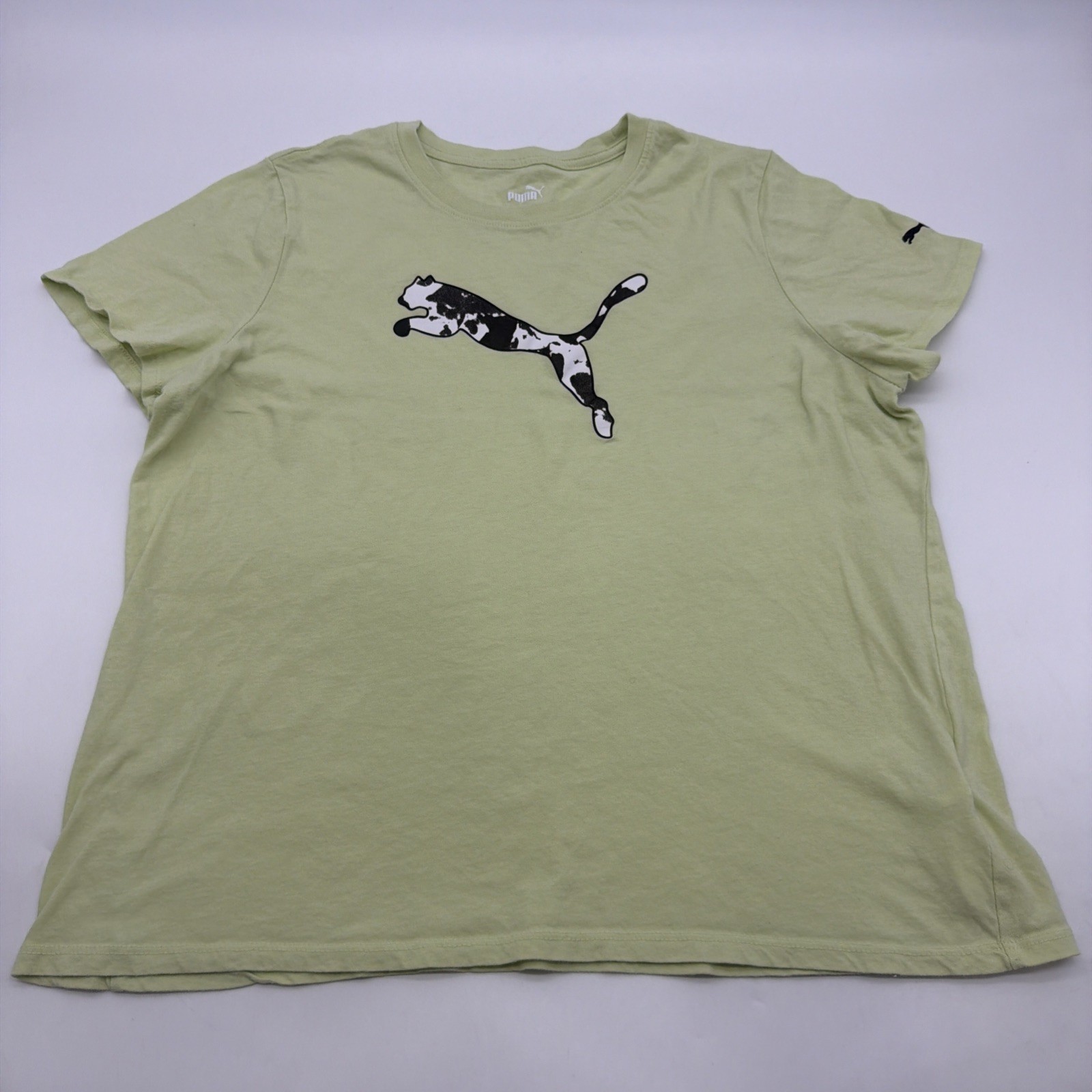 Puma T-shirt Women XL Green Graphic Print Logo .#43323