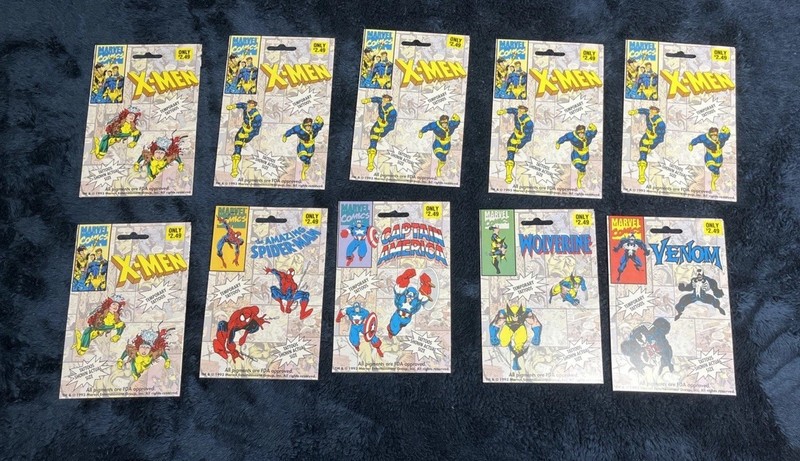 X-MEN SPIDER MAN VENOM Marvel  Temporary Tattoo’s Sealed LOT Larsen Rare 1993