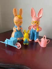 Vintage Knickerbocker Plastic Co. Celluloid 1950's Easter Bunnies