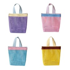 Portable Toiletry Bag Colorful Mesh Beach Toted Bag Swimming Pool Bag Organizer