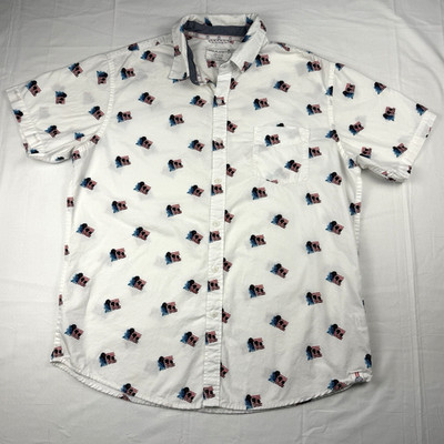 Free Planet Shirt Mens Extra Large XL White American Flag Graphic Short Sleeve