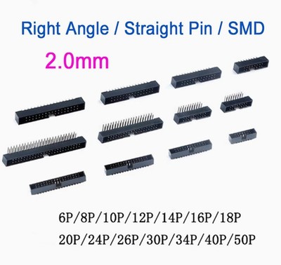 IDC Right Angle/Straight Pin/SMD Pin PCB Boxed Header Connector 2mm-6 to 50 Ways