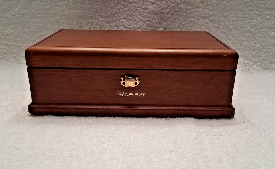 Vintage Sankyo Seiki Orpheus 50 Note Music Box in Wood Case with Hinged Lid