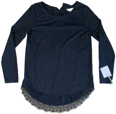 Lauren Conrad S Small Black Knit Top Lace Bottom Long Sleeve Women