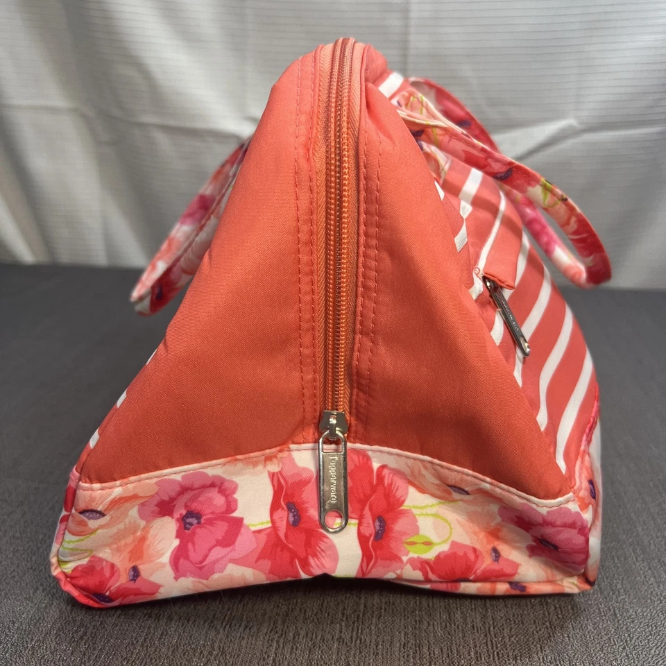 Bolso de Mano Tupperware Melocotón/Rosa Floral Almuerzo Aislado con Sándwich de Sopa y Taza Foto 4 de 4