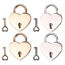 Mini candado de corazón de metal con llave, pequeño candado corazón para libreta