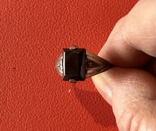 TRÈS JOLIE BAGUE ANCIENNE ARGENT T59 SERTE PIERRE NOIRE A IDENTIFIER TBE 