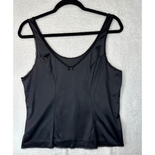 Vassarette Y2K Camisole Women Medium Black Lace Trim Bow Detail Style 17-109