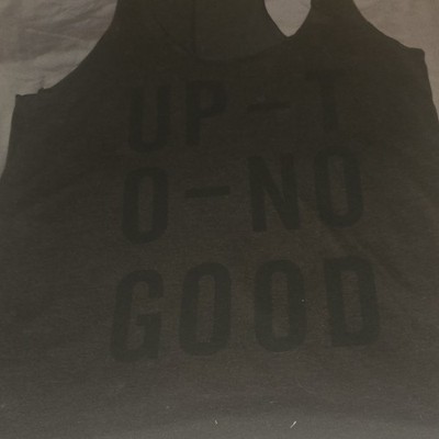 Old Navy  women's Graphic Sleeveless Relaxed Tank Top Black 'Up To No Good' M