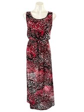 Calvin Klein Pink Multicolor Leopard Print Maxi Dress, Sleeveless Women's Size 8