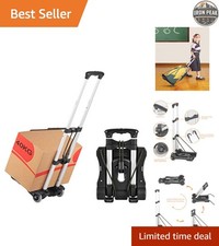 Folding Luggage Cart Black Aluminum 88 Lb Capacity Compact Travel Trolley