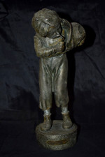 Antique  "A BEGINNER" Hollow Metal Spelter ? Sculpture 11.25”T