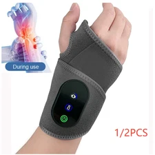 USB Rechargeable Electric Ankle Wrist Massager Heating Vibration for Pain Relief