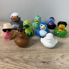 Lot of 9 Rubber Ducks - Mixed Styles Sizes Bath Toys, Jeep, Bulk