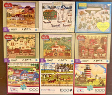 LOT OF  9 CHARLES WYSOCKI 1000 PIECE JIGSAW P...