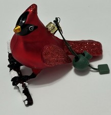 Gorgeous KSA Kurt S Adler Red Cardinal Bird Glittery Noble Gems Ornament GUC
