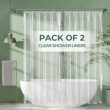 Amazerbath Shower Curtain Liner 2 Pack, 72 X 72 Inches PEVA Plastic Shower Liner