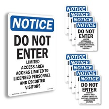 Do Not Enter Limited Access Area OSHA Notice Sign Metal, Decal - 5 or 10 Pack