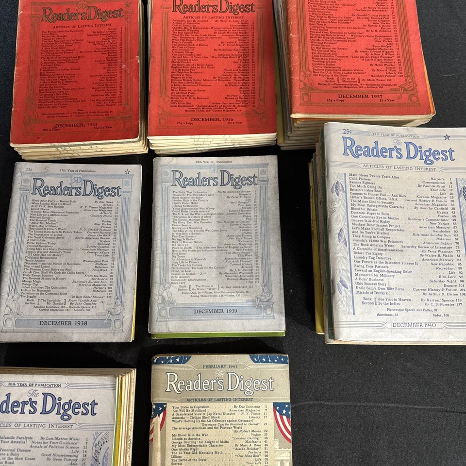 Gigantic Lot Of 51 Vintage Readers Digest Magazine Issues From 1933-1943 Foto 3 de 4