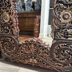 Pr Antique Chinese Red Brown Chinoiserie Gilt Carved Wall hanging Mirrors — photo 8
