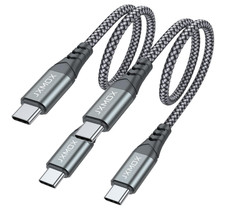 Short USB C to USB C Cable 60W, 2 Pack 1ft Type C Fast Charging Cord Charger C