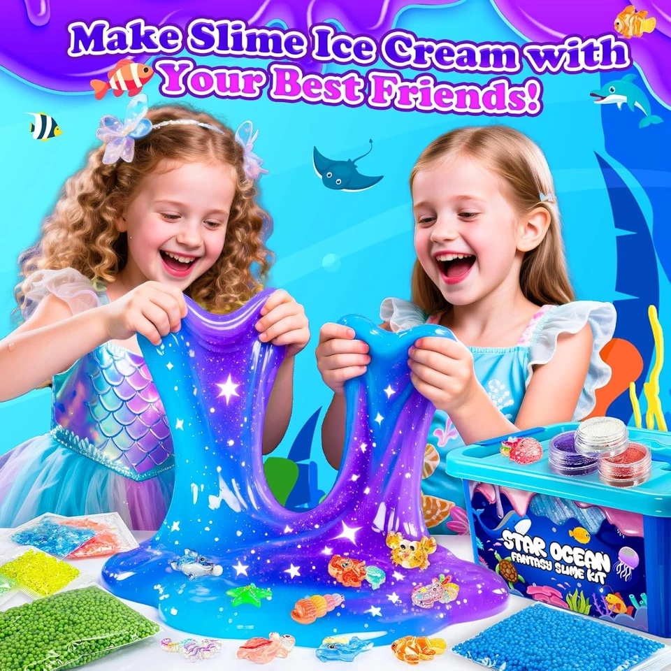 Slime per Bambini 6 7 8 9 10 11 12 Anni, Oceano Galaxy Slime Kit Giochi Bambina - Immagine 3 di 4