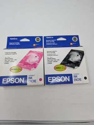 GENUINE Epson Ink Cartridges T0441 T0443 Bundle Black Magenta Expired 2008